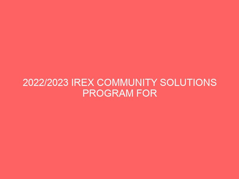 2022 2023 irex community solutions program for community youth leaders fully funded to the united states 53563