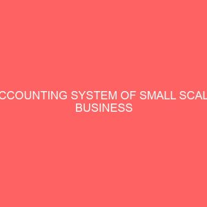 accounting system of small scale business organisation with particular reference to aqua rapha investment and majesty bakery 56986
