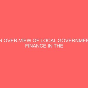 an over view of local government finance in the new millennium 59176