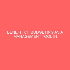 benefit of budgeting as a management tool in organization a case study of nigeria bottling company ltd 58385