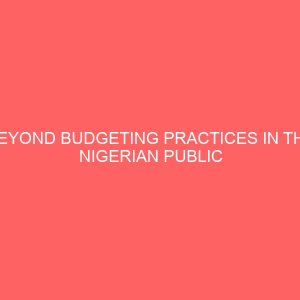 beyond budgeting practices in the nigerian public sector 61139