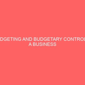 budgeting and budgetary control in a business organization 59861