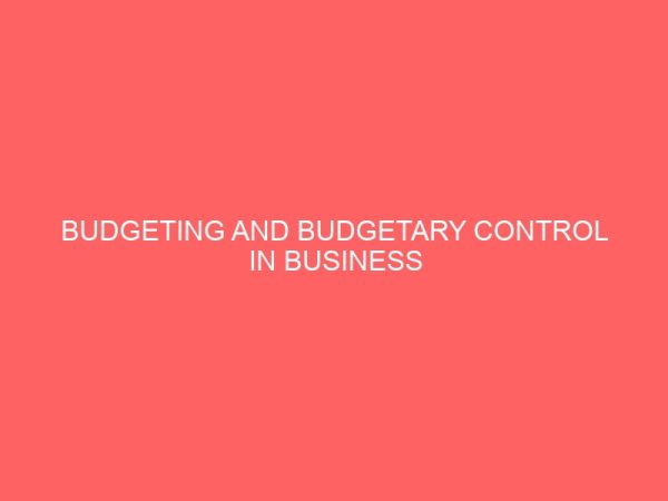 budgeting and budgetary control in business organisation 61687