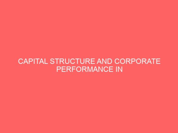 capital structure and corporate performance in nigeria 60547