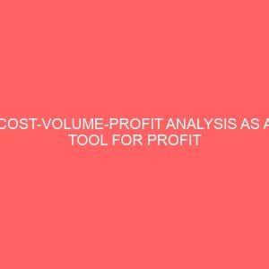 cost volume profit analysis as a tool for profit planning and control 61661