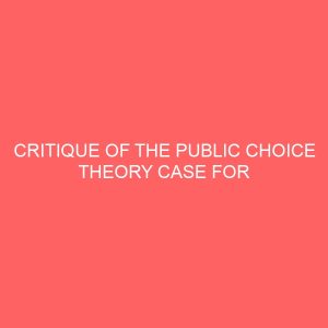 critique of the public choice theory case for privatization port performance an economics perspective lagos nigeria 78671