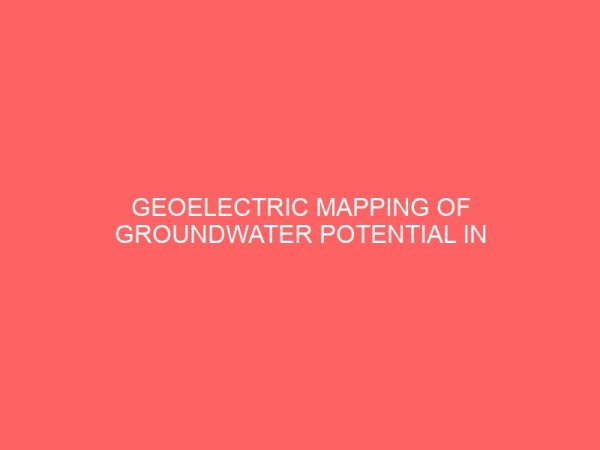 geoelectric mapping of groundwater potential in the sports complex 81481