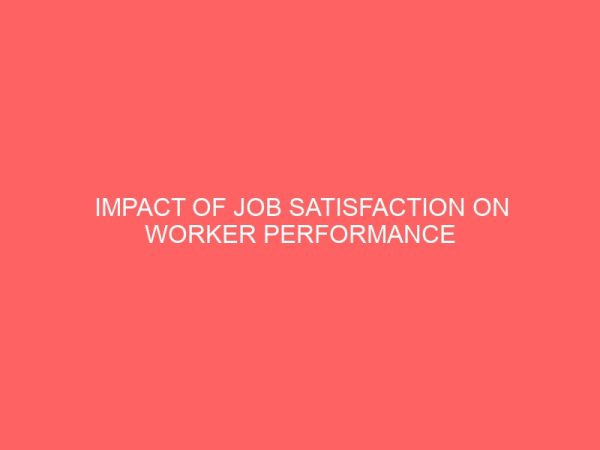 impact of job satisfaction on worker performance in public service 58288