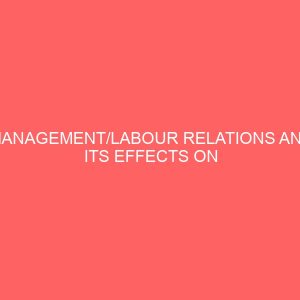 management labour relations and its effects on productivity a case study of nitel plc enugu 63319