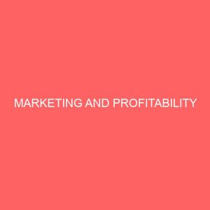 marketing and profitability 61218
