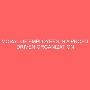 moral of employees in a profit driven organization 84261