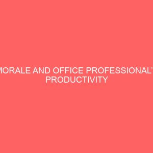 morale and office professionals productivity a study of kaduna polytechnic college of environmental studies ces 63684