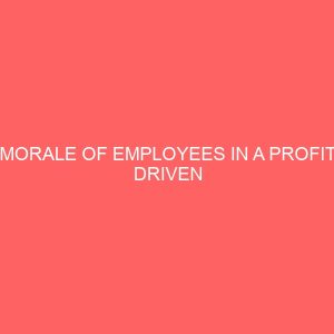 morale of employees in a profit driven organization 56310
