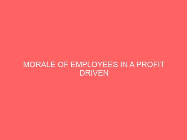 morale of employees in a profit driven organization 56310