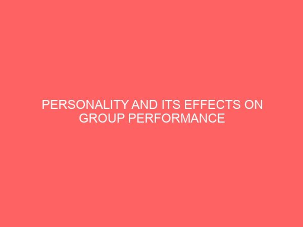 personality and its effects on group performance 84235