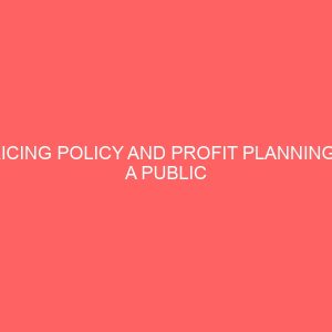 pricing policy and profit planning in a public company 64140