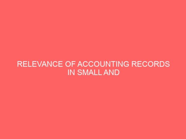 relevance of accounting records in small and medium scale industry 60714