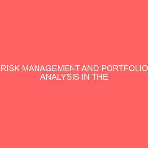 risk management and portfolio analysis in the capital market 60700