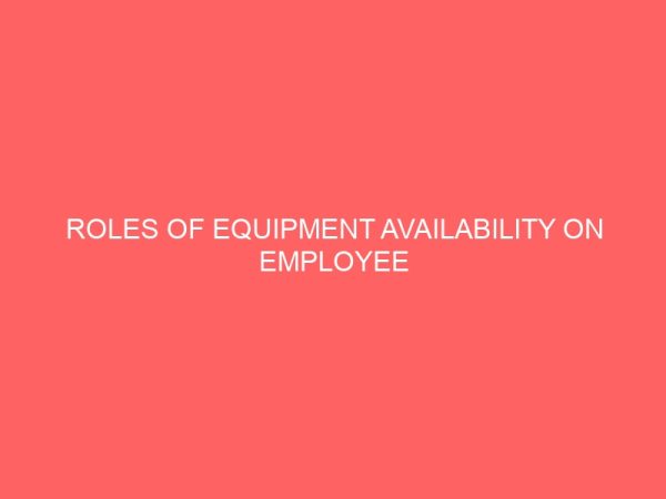 roles of equipment availability on employee performance in the hotel industry 45211