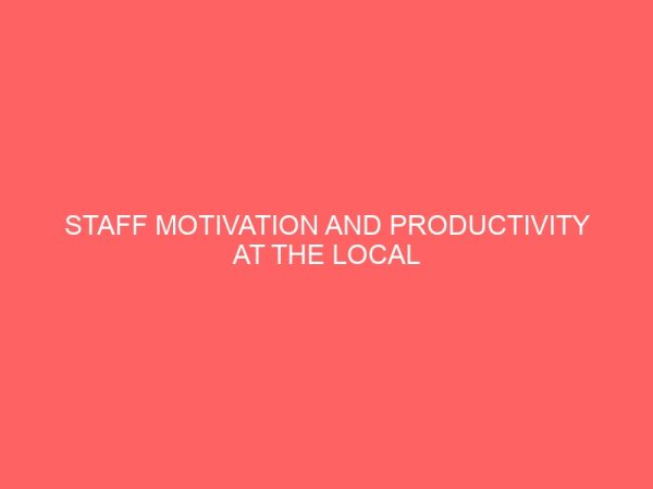 staff motivation and productivity at the local government level 84053