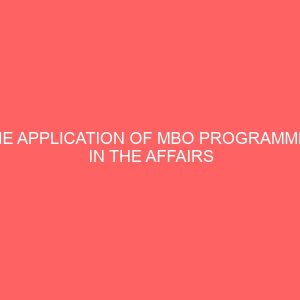 the application of mbo programmes in the affairs of union bank of nigeria plc 60221