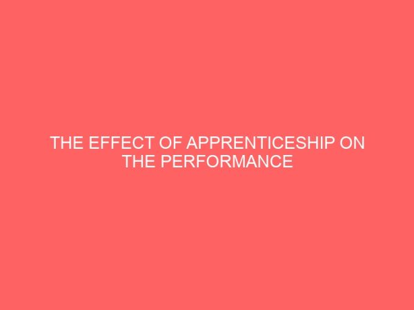 the effect of apprenticeship on the performance of artisans 84117