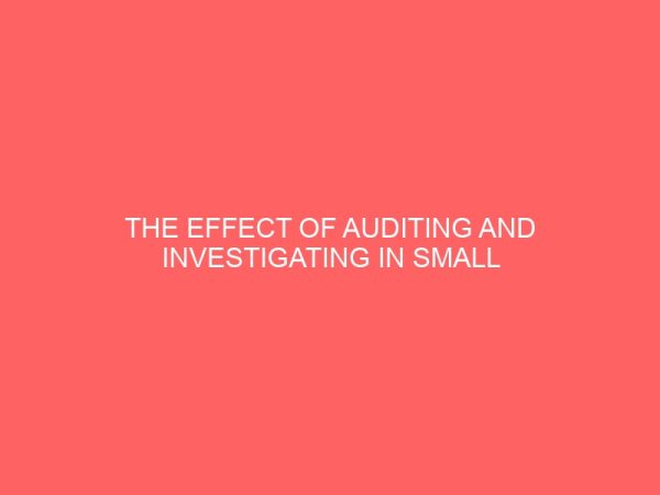 the effect of auditing and investigating in small scale business organization 56348
