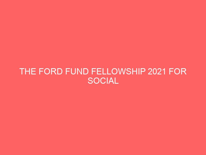 the ford fund fellowship 2021 for social entrepreneurs and community leaders usd 1000 in seed funding 45017