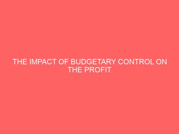 the impact of budgetary control on the profit marketing performance 61549