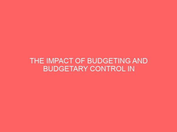 the impact of budgeting and budgetary control in local government a case study of ideato north l g a 55128