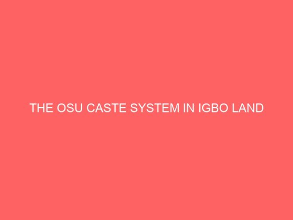the osu caste system in igbo land 81099