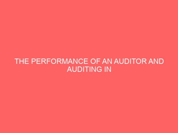 the performance of an auditor and auditing in nigeria economy 55648