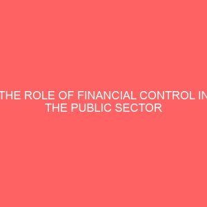 the role of financial control in the public sector 55256