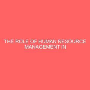 the role of human resource management in hospitality industry performance in nigeria 83800