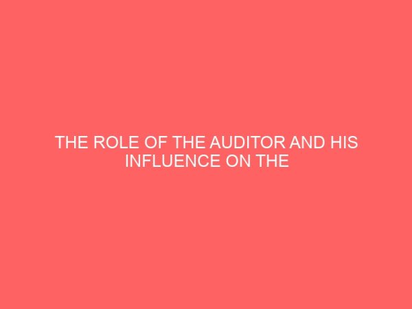 the role of the auditor and his influence on the decisions made by users of financial statement 2 57943