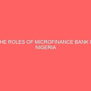 the roles of microfinance bank in nigeria 60340