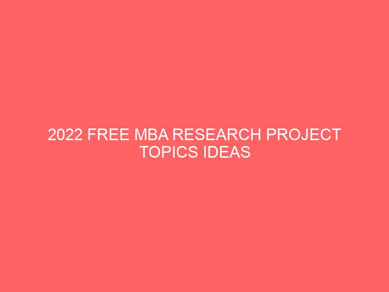 mba thesis topics 2022