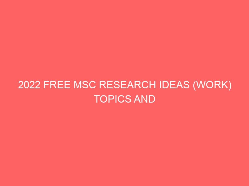 msc research topics