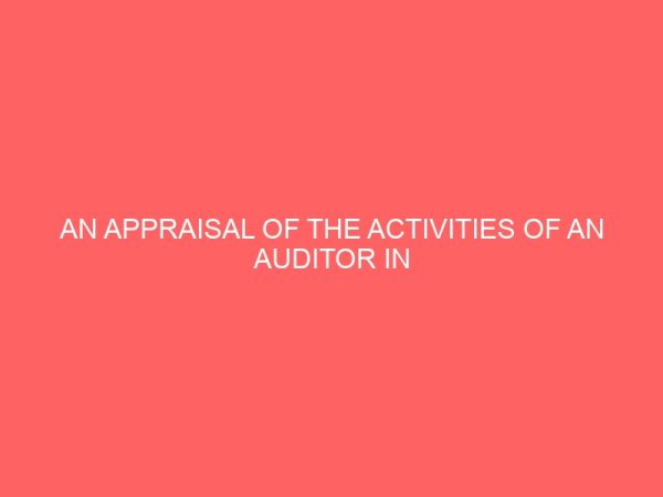 an appraisal of the activities of an auditor in the development of an organisation case study nigeria brewery 13281