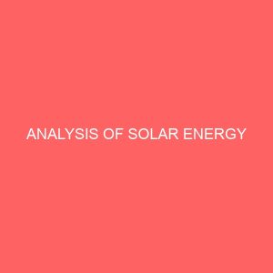 analysis of solar energy 37732