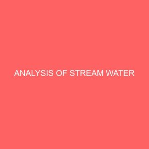 analysis of stream water 35548