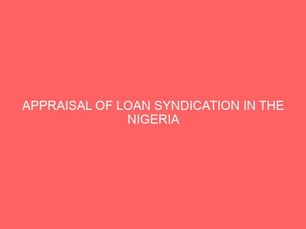 appraisal of loan syndication in the nigeria banking industry 18599