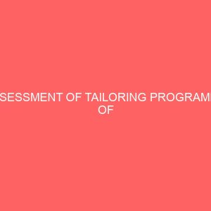 assessment of tailoring programme of school on wheels scheme of national directorate of employment 13586