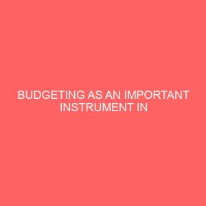 budgeting as an important instrument in management decision making 26632