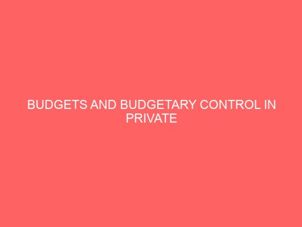 budgets and budgetary control in private organizations in nigeria 18257