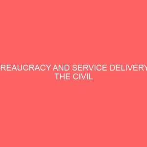 bureaucracy and service delivery in the civil service case study of ebonyi state civil service 106924