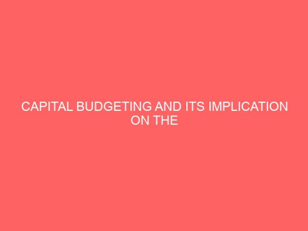 capital budgeting and its implication on the corporate organization 18606