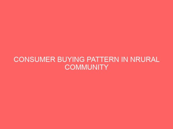 consumer buying pattern in nrural community 17497