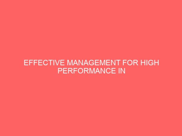 effective management for high performance in organizations 13844