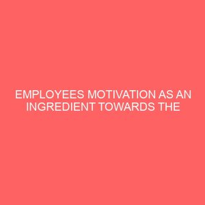 employees motivation as an ingredient towards the well beign of an organization 13845
